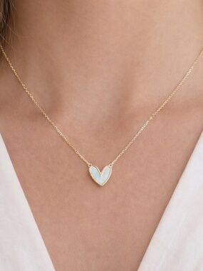 Sweetheart White Ivory Heart Pendant Necklace